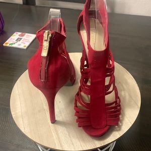 BCBGeneration Red Suede Heels 3” Size 9